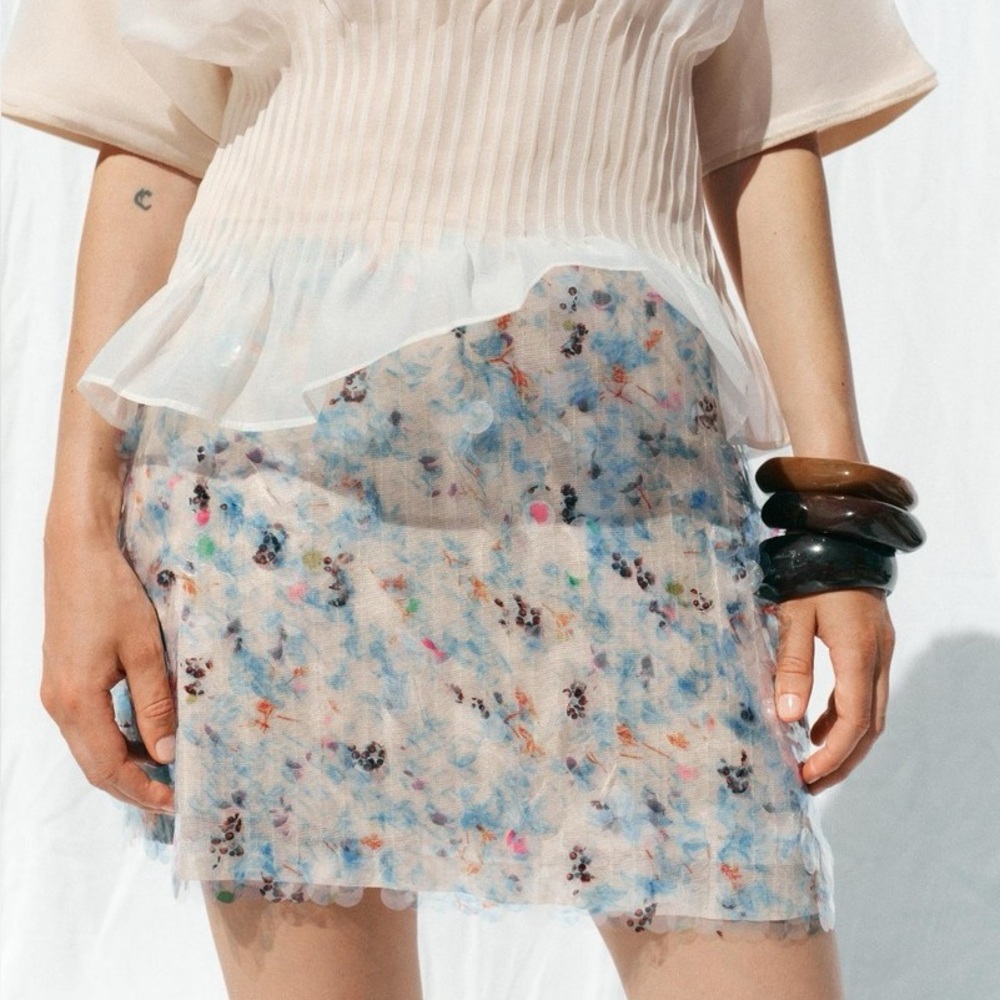 Zara | NWOT Sequin Pearlescent Seashell Tone Mini Skirt / Skort